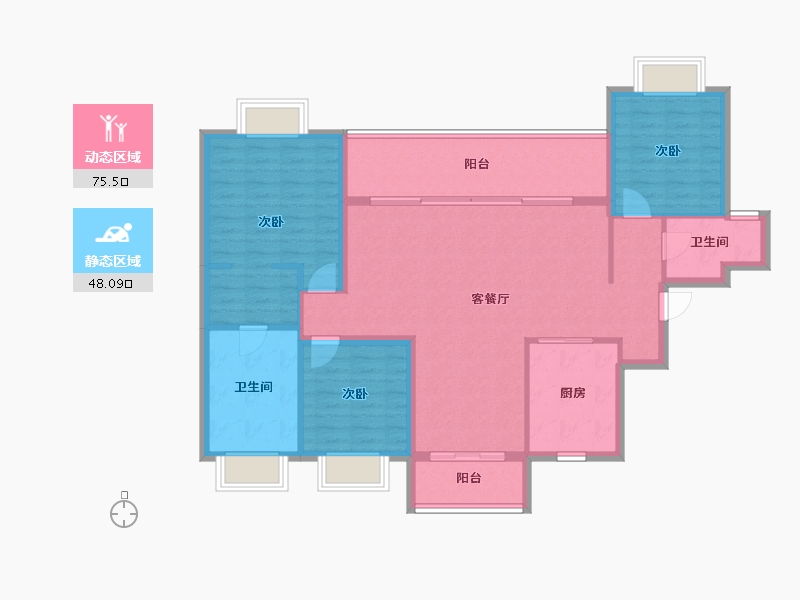 广东省-珠海市-华发广场(II期)横琴湾-112.00-户型库-动静分区