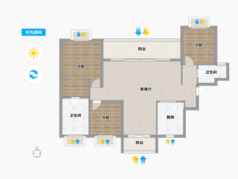 广东省-珠海市-华发广场(II期)横琴湾-112.00-户型库-采光通风