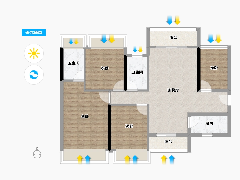 广东省-佛山市-金辉路劲江山云著-87.70-户型库-采光通风