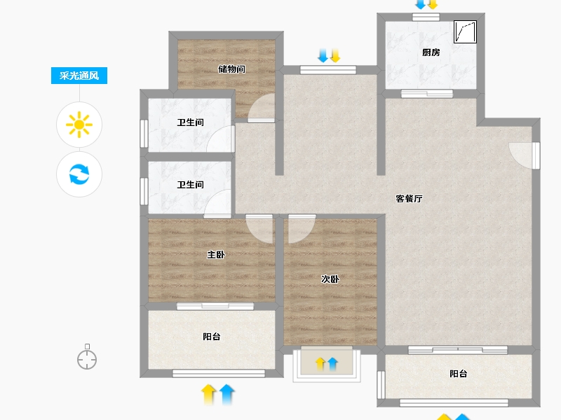 江苏省-南京市-中南上悦花苑-100.00-户型库-采光通风