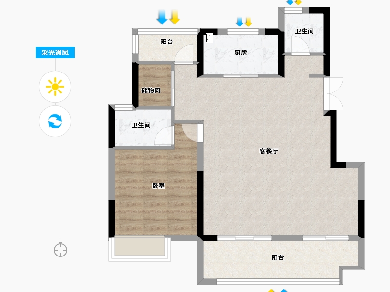 安徽省-合肥市-正荣旭辉政务未来-80.00-户型库-采光通风