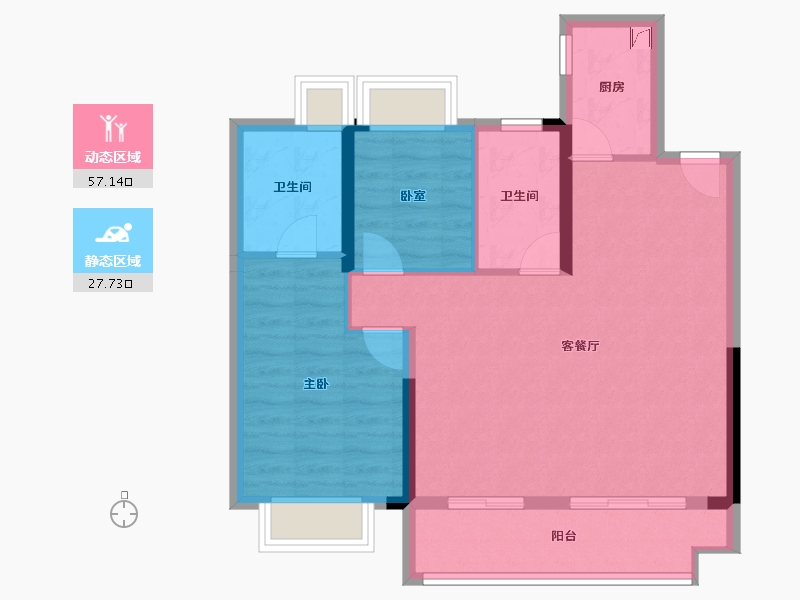 安徽省-合肥市-皖投国滨世家-76.30-户型库-动静分区