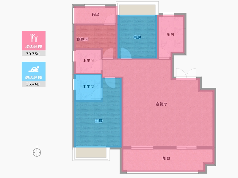 安徽省-合肥市-文一锦门云栖新语-86.40-户型库-动静分区