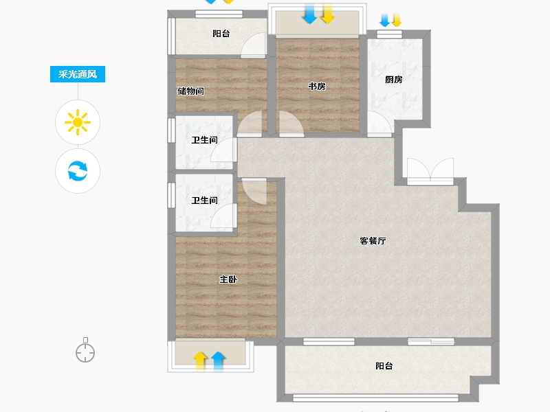 安徽省-合肥市-文一锦门云栖新语-86.40-户型库-采光通风