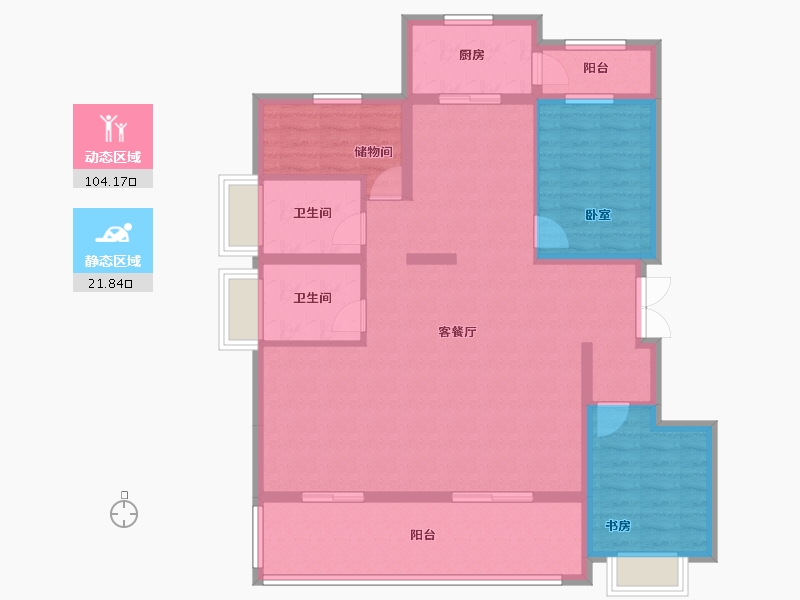 安徽省-合肥市-城建琥珀东华府-113.74-户型库-动静分区