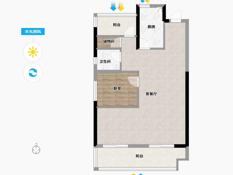 安徽省-合肥市-正荣旭辉政务未来-71.40-户型库-采光通风