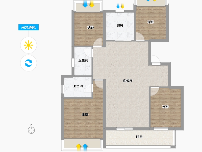 安徽省-合肥市-中海上东区-102.40-户型库-采光通风