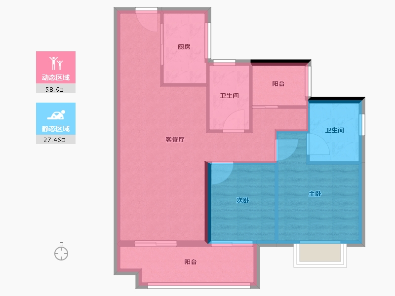 广东省-佛山市-美的云悦江山-77.60-户型库-动静分区