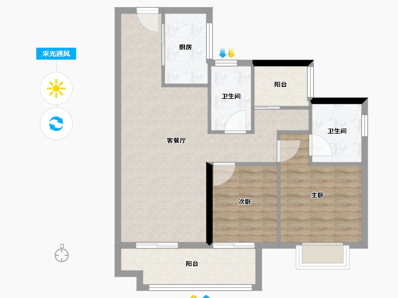 广东省-佛山市-美的云悦江山-77.60-户型库-采光通风