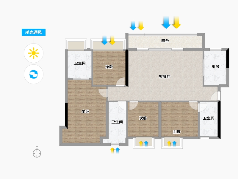 广东省-佛山市-金辉路劲江山云著-115.46-户型库-采光通风