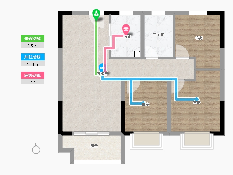 江西省-南昌市-鸿海城-70.40-户型库-动静线