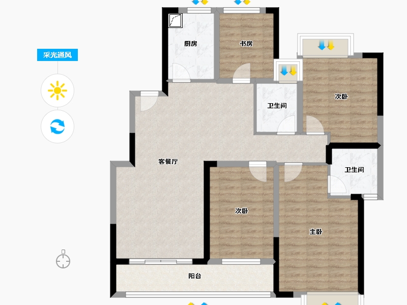 广东省-珠海市-马鞍山一号公馆-108.00-户型库-采光通风