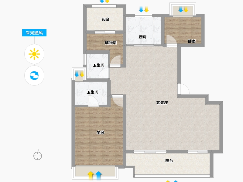 安徽省-合肥市-新城吾悦广场-102.00-户型库-采光通风