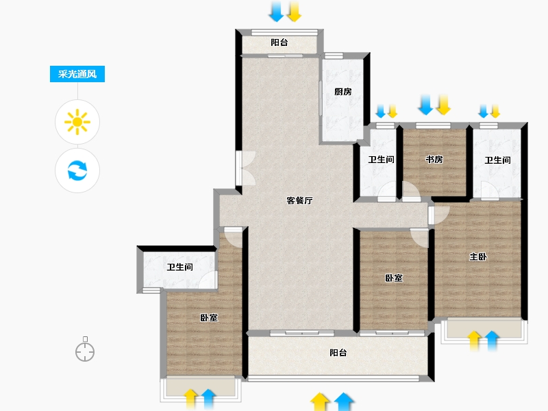 广东省-佛山市-电建地产·洺悦华府-136.80-户型库-采光通风