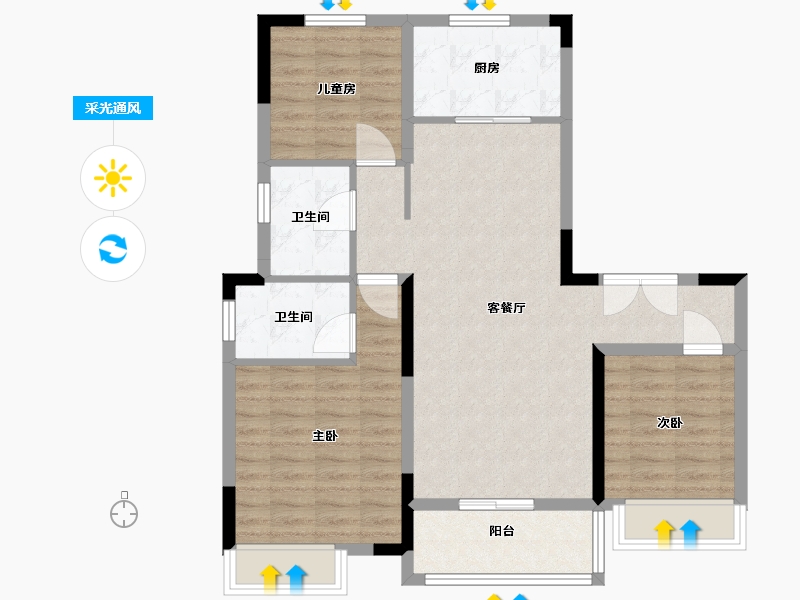 河南省-商丘市-珍宝岛香堤雅苑-87.00-户型库-采光通风