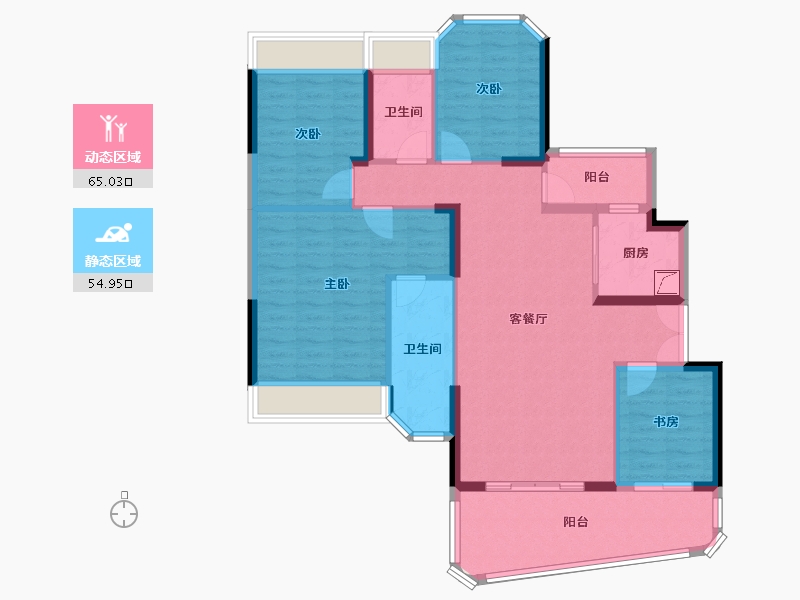 广东省-珠海市-天恒·湾景-108.01-户型库-动静分区