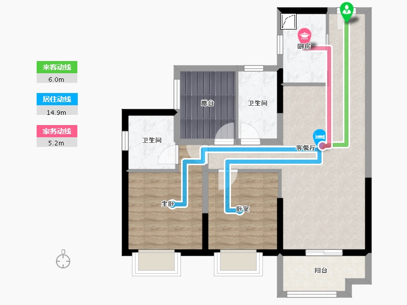 广东省-佛山市-海伦堡弘阳悦江一號-75.14-户型库-动静线