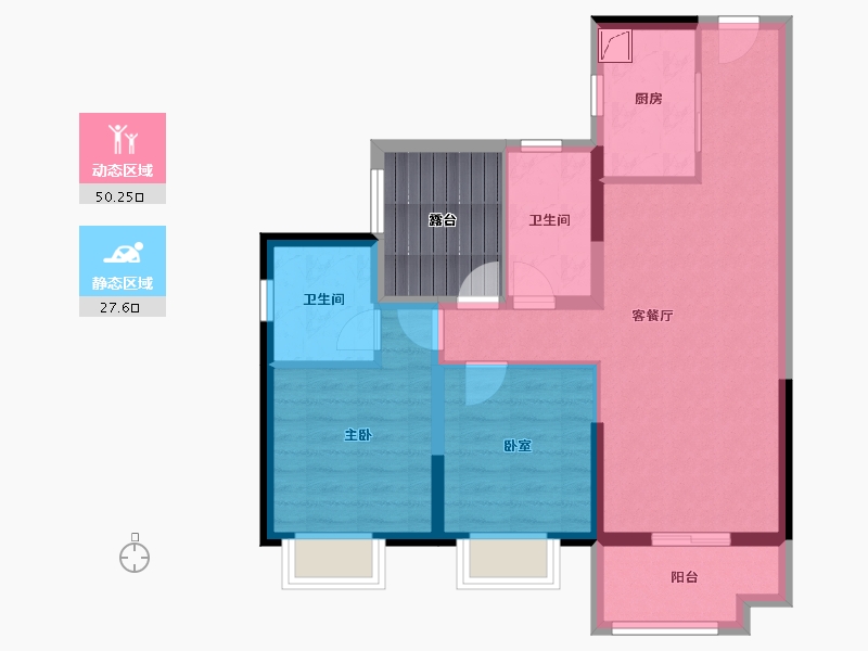 广东省-佛山市-海伦堡弘阳悦江一號-75.14-户型库-动静分区