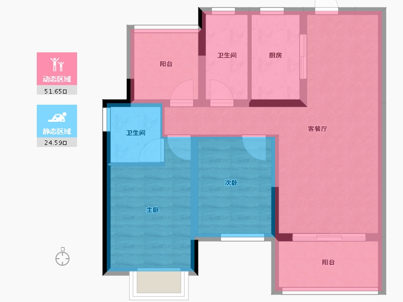 广东省-珠海市-招商·依云华府-66.87-户型库-动静分区