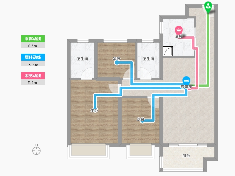 江苏省-南京市-南京中骏东原·璟阅-76.35-户型库-动静线