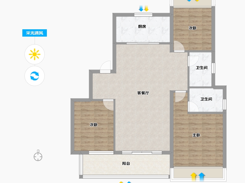 安徽省-合肥市-中海上东区-98.00-户型库-采光通风