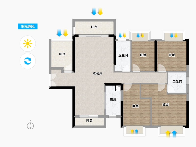 广东省-佛山市-保利紫山-110.74-户型库-采光通风