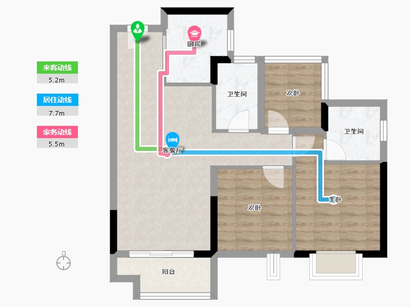 广东省-珠海市-融创云水观璟花园-72.00-户型库-动静线