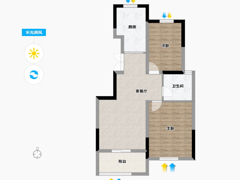 安徽省-合肥市-蓝城凤起巢鸣-67.27-户型库-采光通风