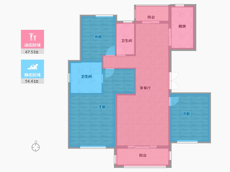 江苏省-南京市-复地御钟山-112.47-户型库-动静分区