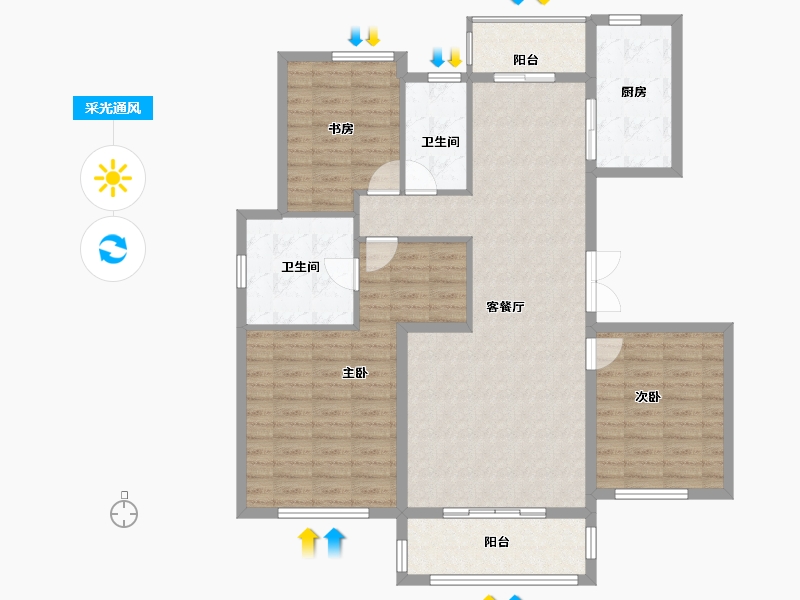 江苏省-南京市-复地御钟山-112.47-户型库-采光通风