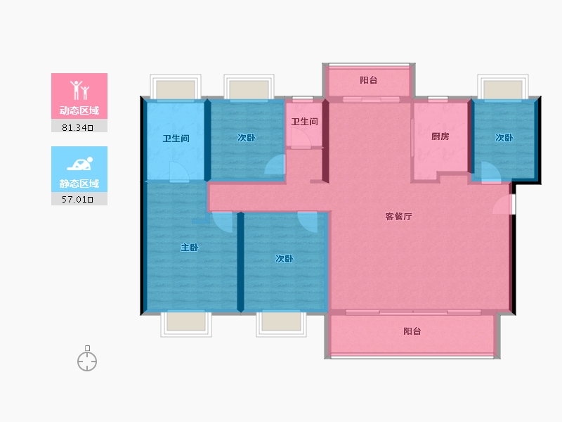 广东省-珠海市-华发广场(II期)横琴湾-125.14-户型库-动静分区