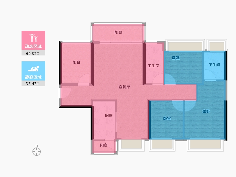 广东省-佛山市-金茂碧桂园正荣府-96.00-户型库-动静分区