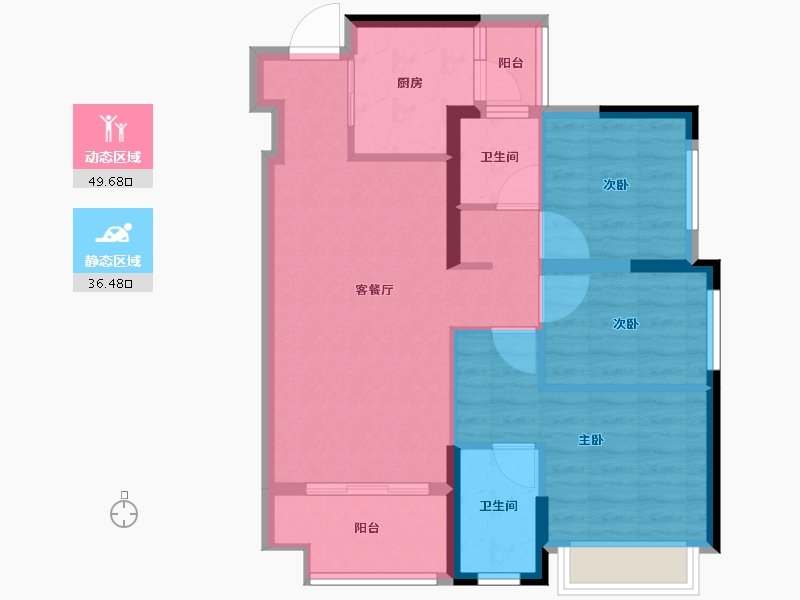 广东省-佛山市-雅居乐万象郡-76.80-户型库-动静分区