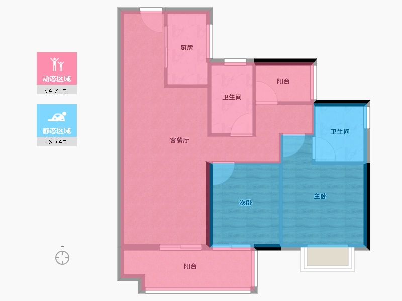 广东省-佛山市-美的云悦江山-72.80-户型库-动静分区