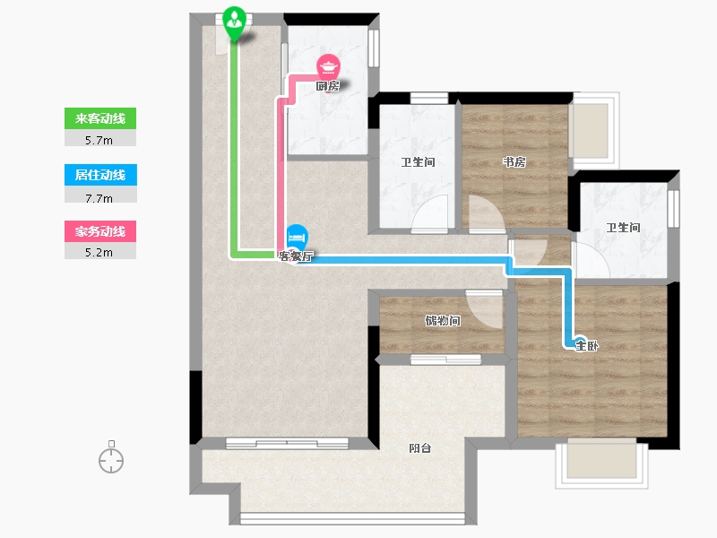 广东省-珠海市-融创云水观璟花园-76.00-户型库-动静线