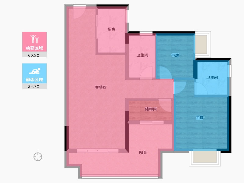 广东省-珠海市-融创云水观璟花园-76.00-户型库-动静分区