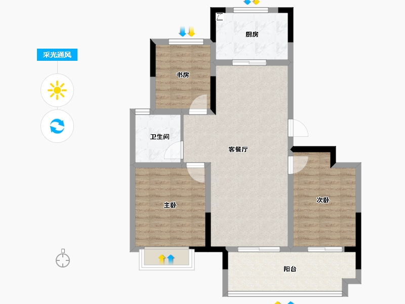 安徽省-合肥市-​谊华雍景府-85.00-户型库-采光通风