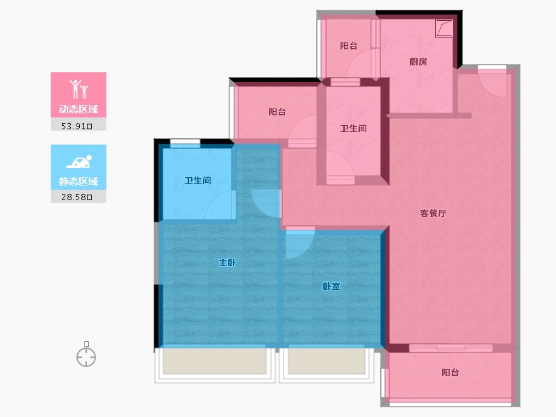 广东省-佛山市-华远·海蓝城-72.00-户型库-动静分区