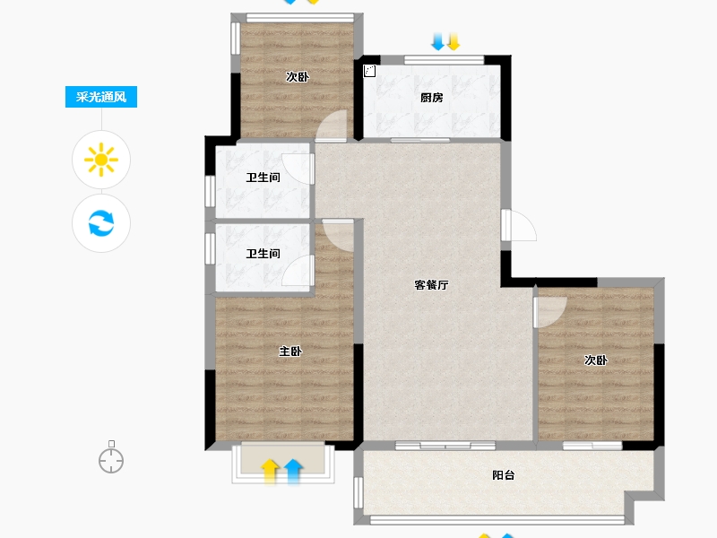 安徽省-合肥市-金鹏麓山院-97.99-户型库-采光通风