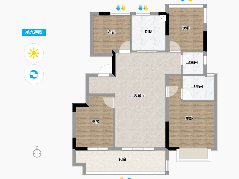 安徽省-合肥市-金鹏麓山院-95.99-户型库-采光通风