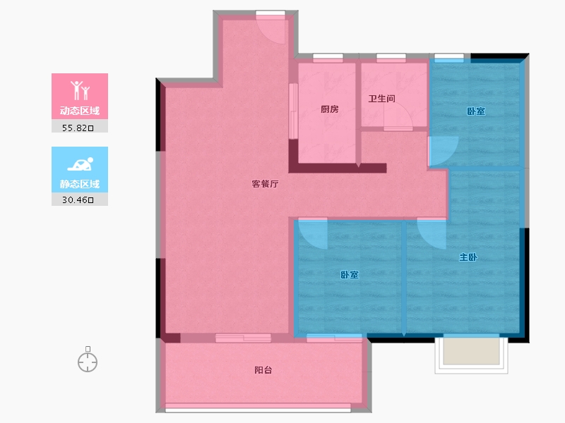 安徽省-合肥市-兴港和昌云庭-77.60-户型库-动静分区