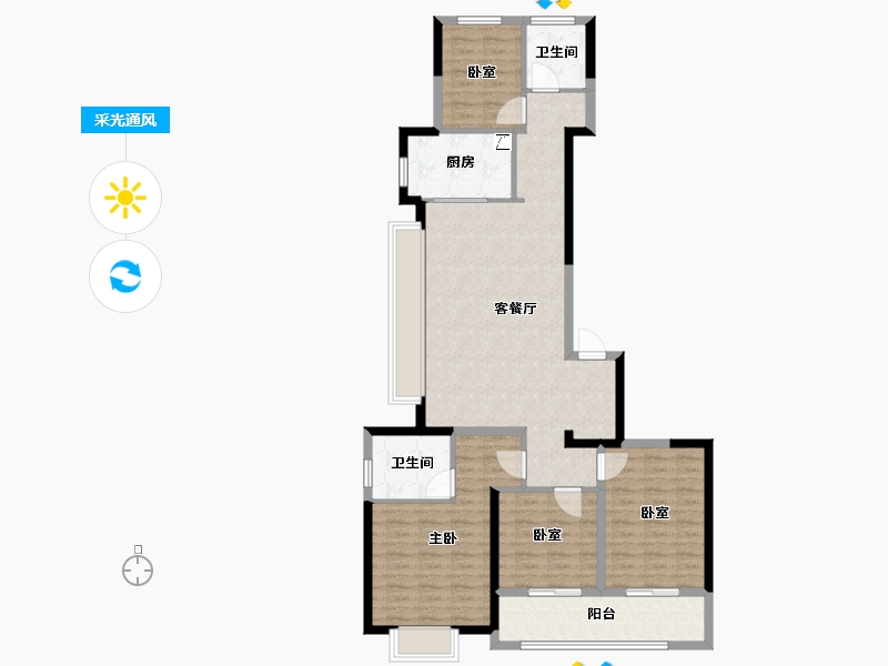 浙江省-杭州市-河语光年府-110.00-户型库-采光通风