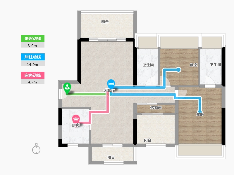 河南省-鹤壁市-碧桂园·天麓湖-80.18-户型库-动静线