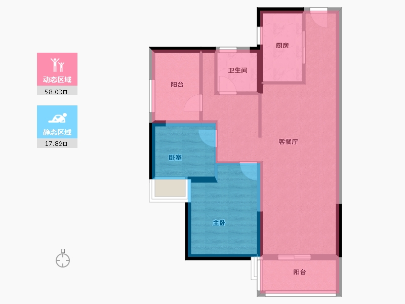 河南省-鹤壁市-碧桂园·天麓湖-67.20-户型库-动静分区