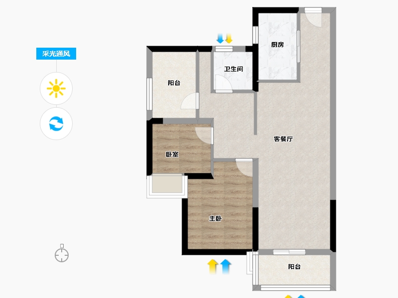 河南省-鹤壁市-碧桂园·天麓湖-67.20-户型库-采光通风