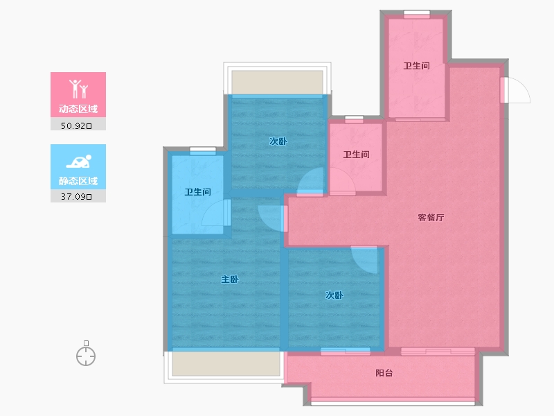 安徽省-合肥市-​中海观园-78.77-户型库-动静分区