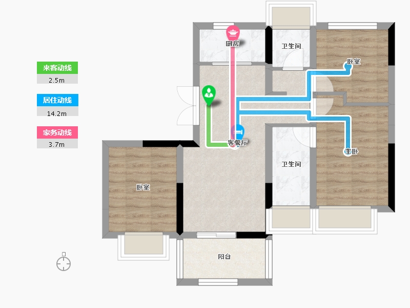 广东省-佛山市-荣盛文博府-64.41-户型库-动静线