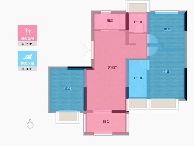 广东省-佛山市-荣盛文博府-64.41-户型库-动静分区