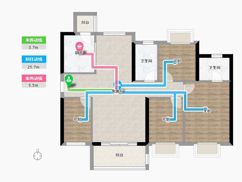 广东省-珠海市-佳兆业·水岸华都·悦港湾-93.60-户型库-动静线