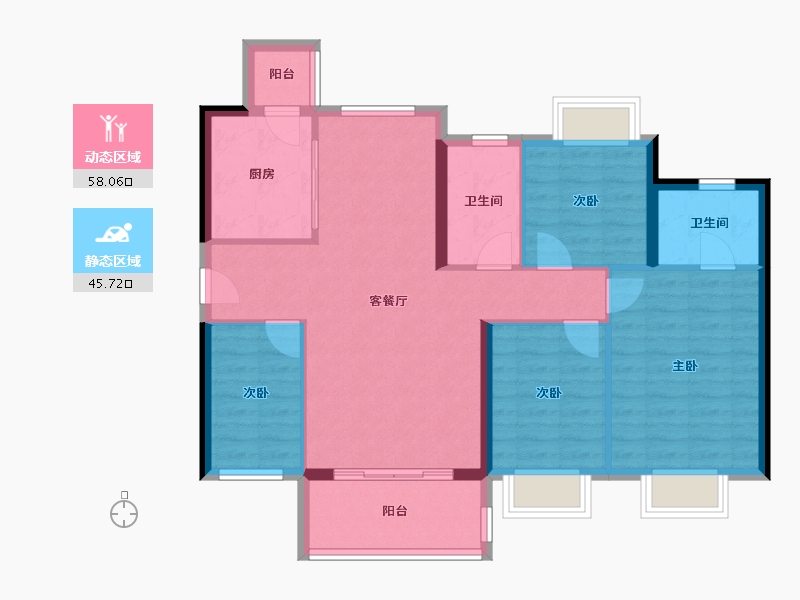 广东省-珠海市-佳兆业·水岸华都·悦港湾-93.60-户型库-动静分区